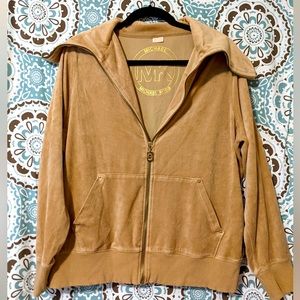 Michael Kors Velour Zip-front jacket Size 1X light brown tan
